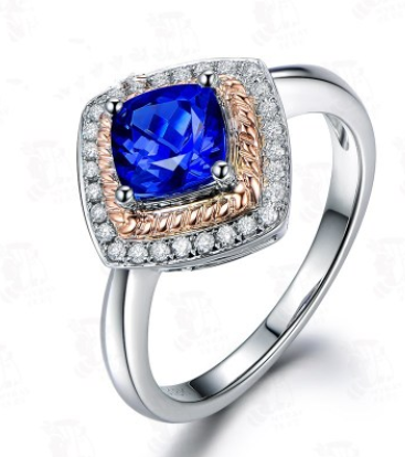 European and American fashion new zircon ring luxury sapphire color diamond shaped diamond ring woman ring